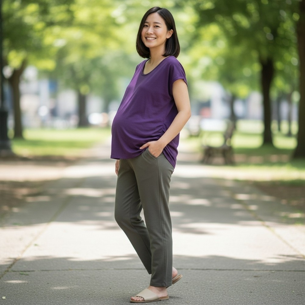 Liz Lange Maternity Purple Ruched Side Short Sleeve Tee Shirt Large Excellent‎
